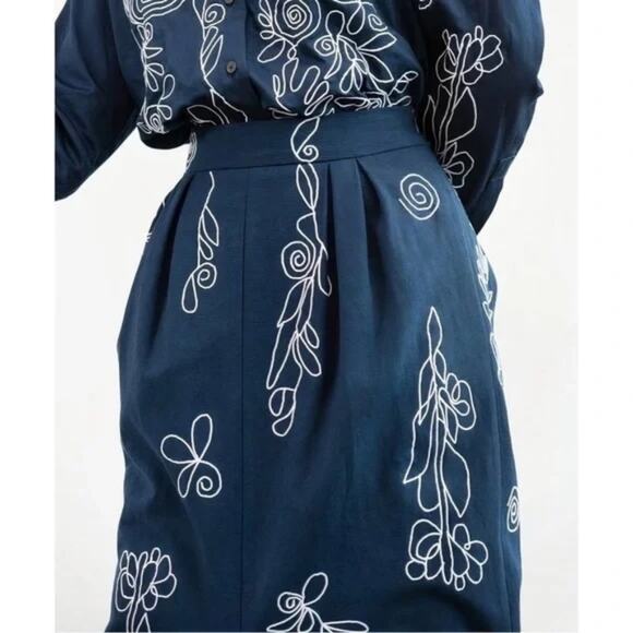 Mara Hoffman Midi Floral Embroidered Florence Pencil Skirt 4 XS - Picture 10 of 13